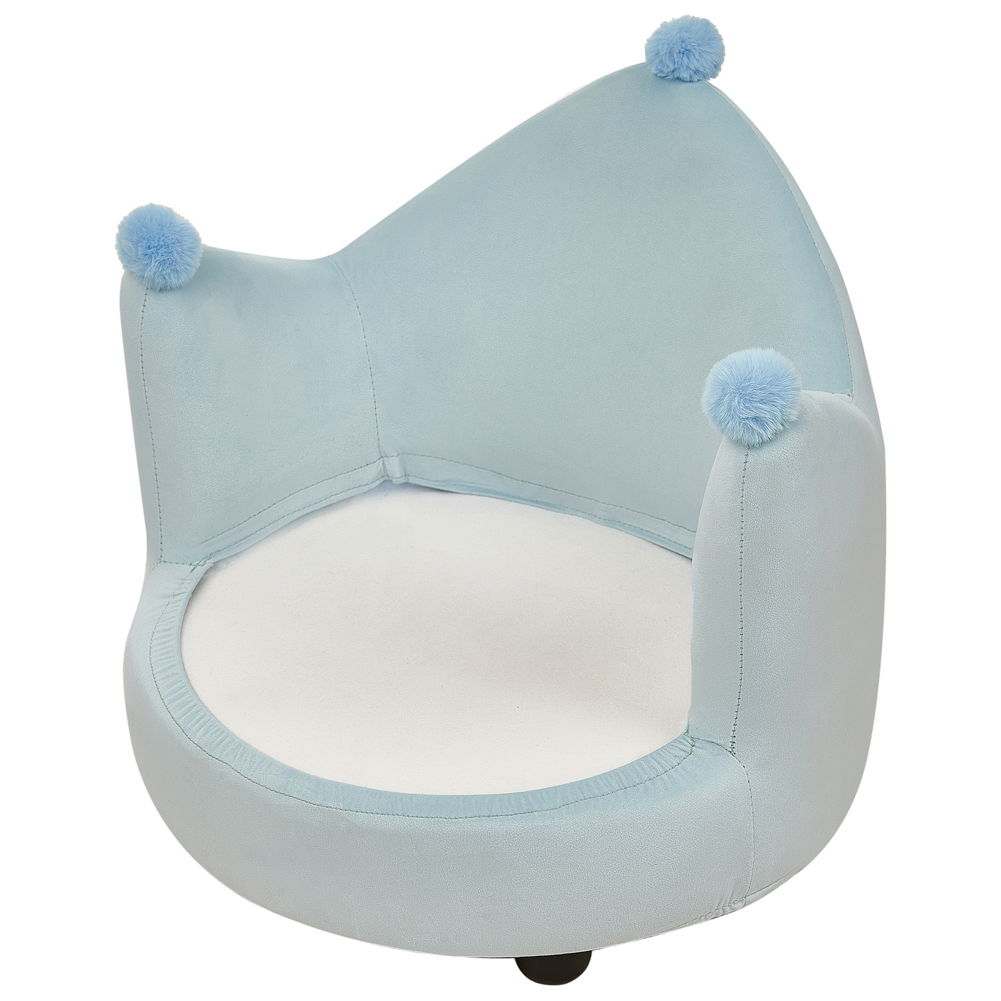 Kindersessel Samtstoff hellblau Kronenform VEGA