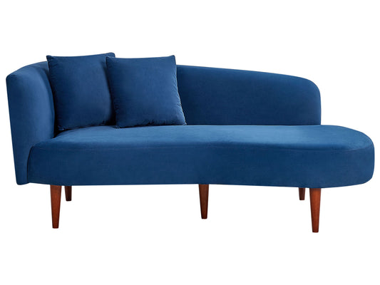 Chaiselongue Samtstoff blau linksseitig CHAUMONT