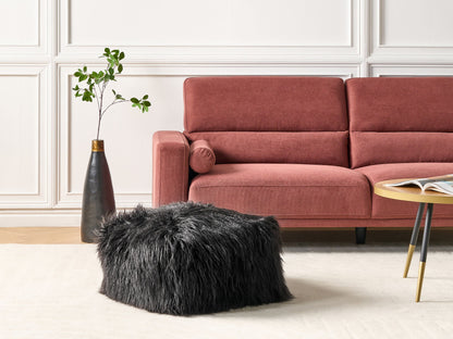 Pouf Felloptik schwarz 50 x 50 x 30 cm MUKKI