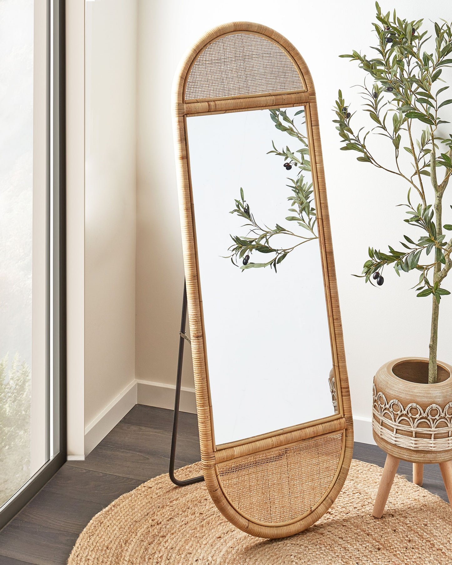 Standspiegel BARGES 150 cm Rattan Naturfarben