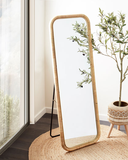 Standspiegel MALANGE 150 cm Rattan Naturfarben