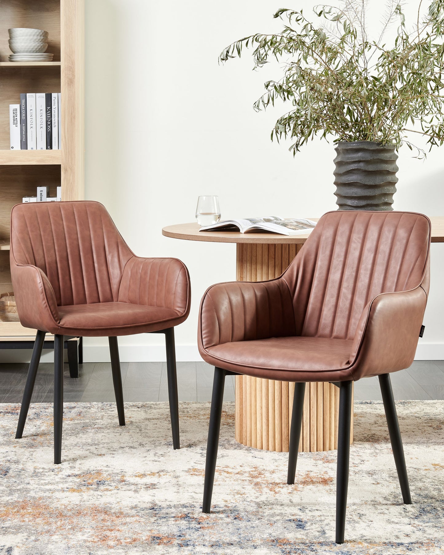 Esszimmerstuhl 2er Set WELLSTON Kunstleder Braun