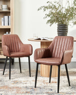 Esszimmerstuhl 2er Set WELLSTON Kunstleder Braun