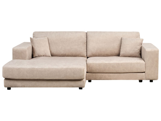 3-Sitzer Ecksofa Samtstoff beige rechtsseitig LOFOTEN