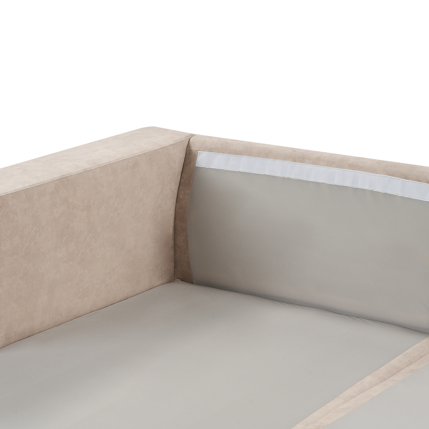3-Sitzer Ecksofa Samtstoff beige rechtsseitig LOFOTEN