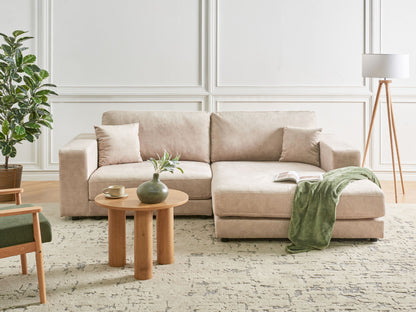 3-Sitzer Ecksofa Samtstoff beige linksseitig LOFOTEN