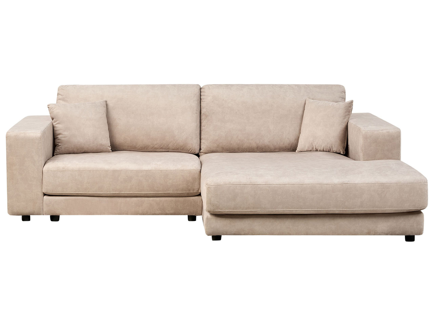 3-Sitzer Ecksofa Samtstoff beige linksseitig LOFOTEN