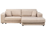 3-Sitzer Ecksofa Samtstoff beige linksseitig LOFOTEN