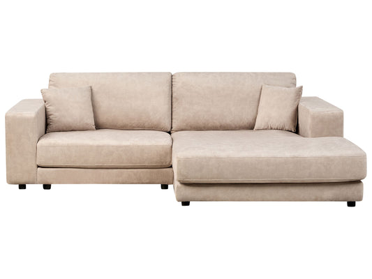 3-Sitzer Ecksofa Samtstoff beige linksseitig LOFOTEN