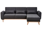 3-Sitzer Ecksofa Stoff schwarz linksseitig mit Schlaffunktion OLLSTA