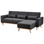 3-Sitzer Ecksofa Stoff schwarz linksseitig mit Schlaffunktion OLLSTA