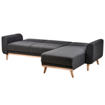 3-Sitzer Ecksofa Stoff schwarz linksseitig mit Schlaffunktion OLLSTA