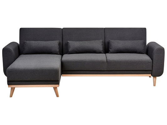 3-Sitzer Ecksofa Stoff schwarz rechtsseitig mit Schlaffunktion OLLSTA