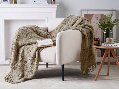 Kuscheldecke VELLA Baumwolle 150 x 200 cm Taupe