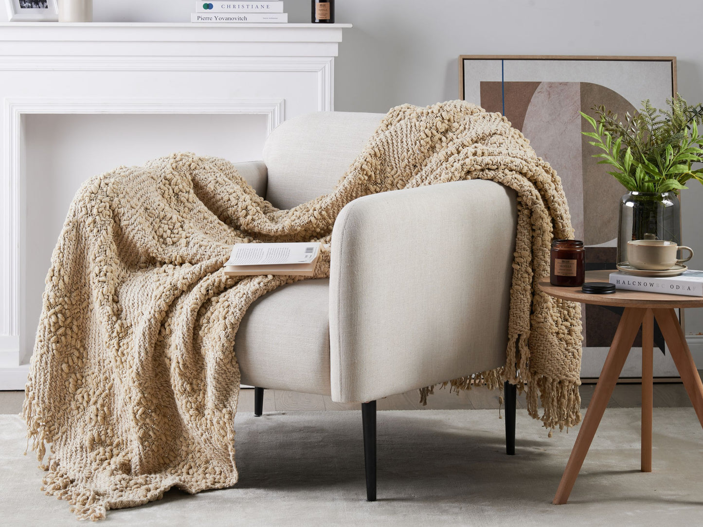 Kuscheldecke VELLA Baumwolle 150 x 200 cm Beige