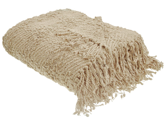 Kuscheldecke VELLA Baumwolle 150 x 200 cm Beige