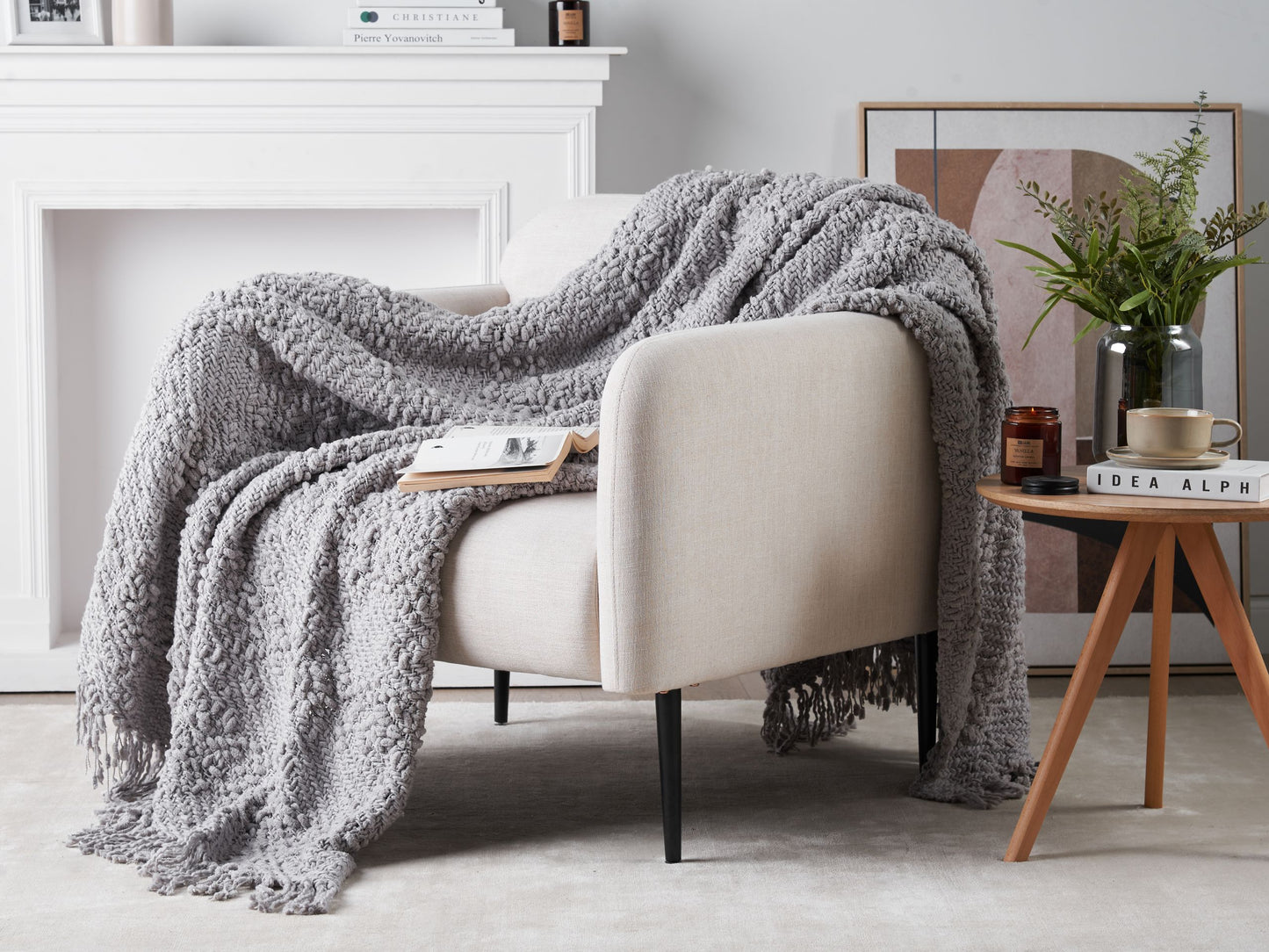 Kuscheldecke VELLA Baumwolle 150 x 200 cm Grau