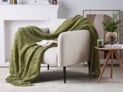 Kuscheldecke VELLA Baumwolle 150 x 200 cm Olivgrün