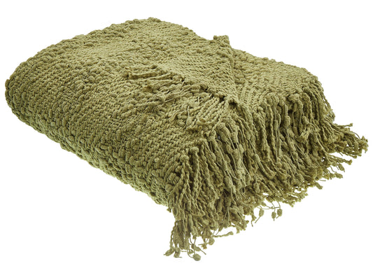 Kuscheldecke VELLA Baumwolle 150 x 200 cm Olivgrün