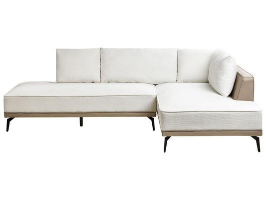Ecksofa Stoff cremeweiss linksseitig modular MYKEN