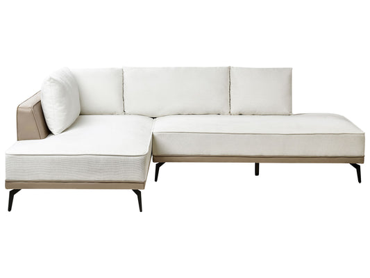 Ecksofa Stoff cremeweiss rechtsseitig modular MYKEN