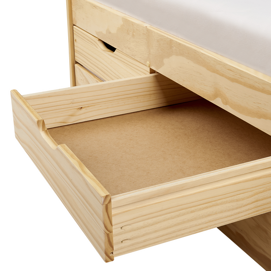 Ausziehbett Kiefernholz PETIVILLE 90 x 200 cm Hellbraun