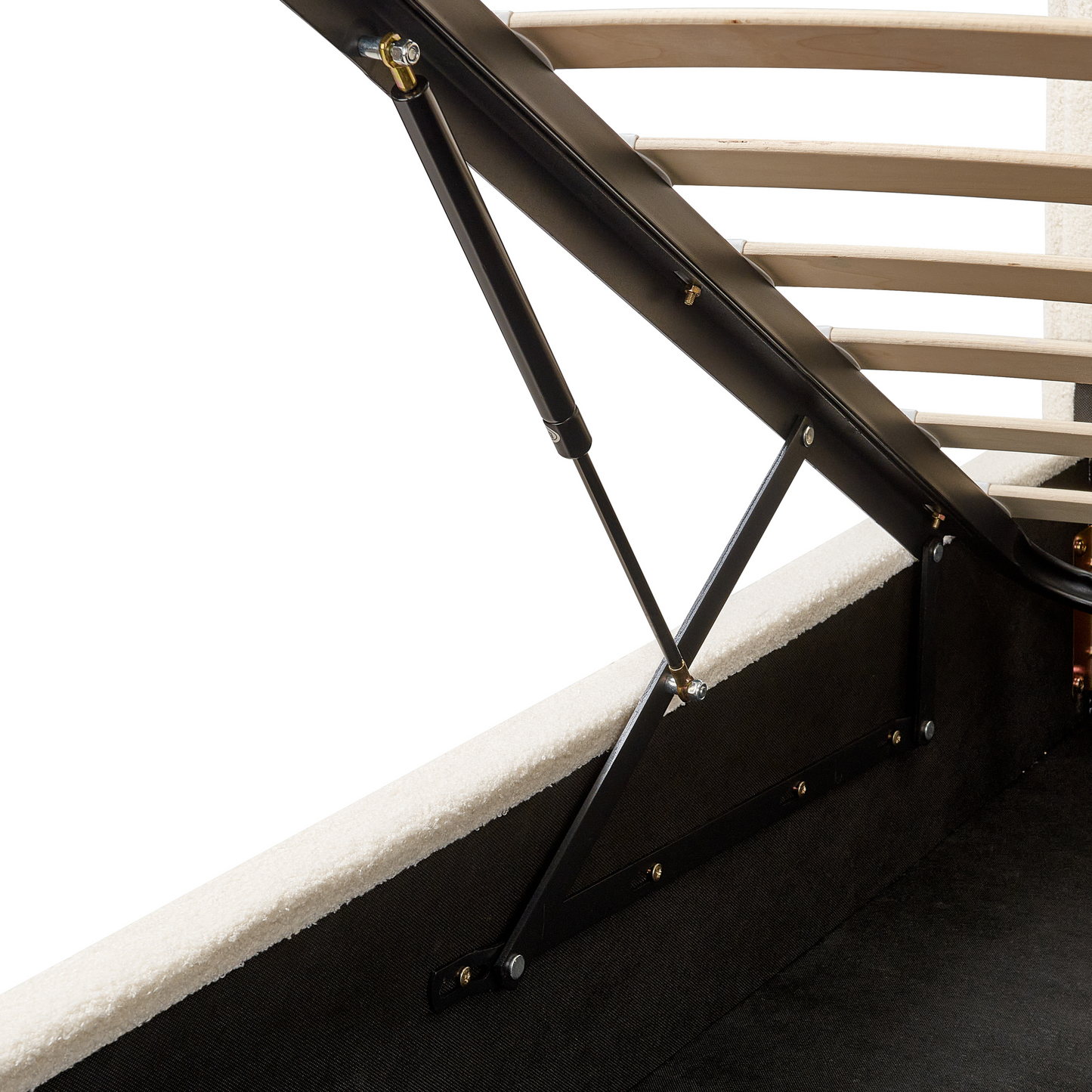 Bett mit Stauraum Bouclé SEZANNE 180 x 200 cm Cremeweiss