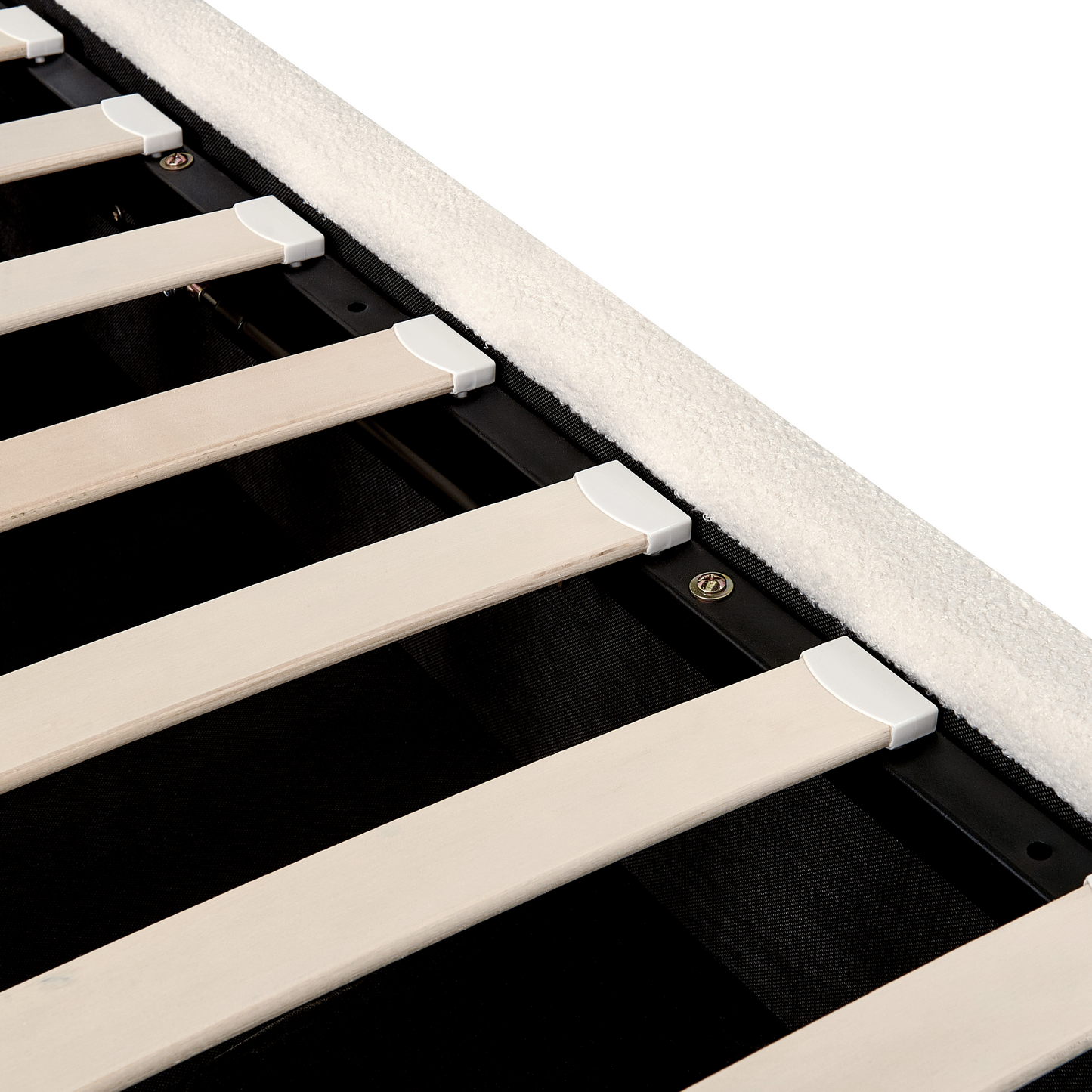 Bett mit Stauraum Bouclé SEZANNE 180 x 200 cm Cremeweiss