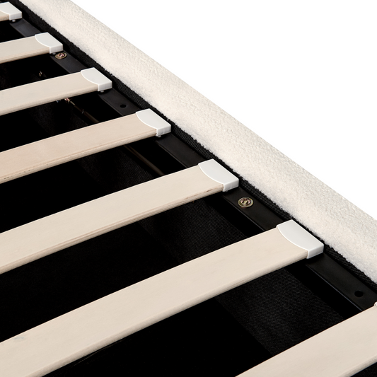 Bett mit Stauraum Bouclé SEZANNE 180 x 200 cm Cremeweiss