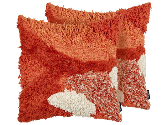 Dekokissen 2er Set SAGENIA Baumwolle 45 x 45 cm Orange Abstraktes Muster