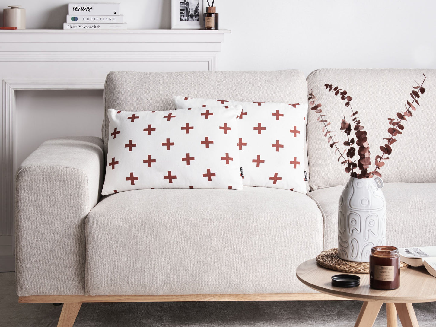 Dekokissen 2er Set VELLEIA Baumwolle 50 x 35 cm Weiss Geometrisches Muster