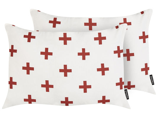 Dekokissen 2er Set VELLEIA Baumwolle 50 x 35 cm Weiss Geometrisches Muster