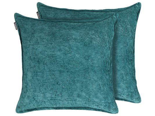 Dekokissen 2er Set VERPIS Baumwolle 50 x 50 cm Blaugrün Ohne Muster