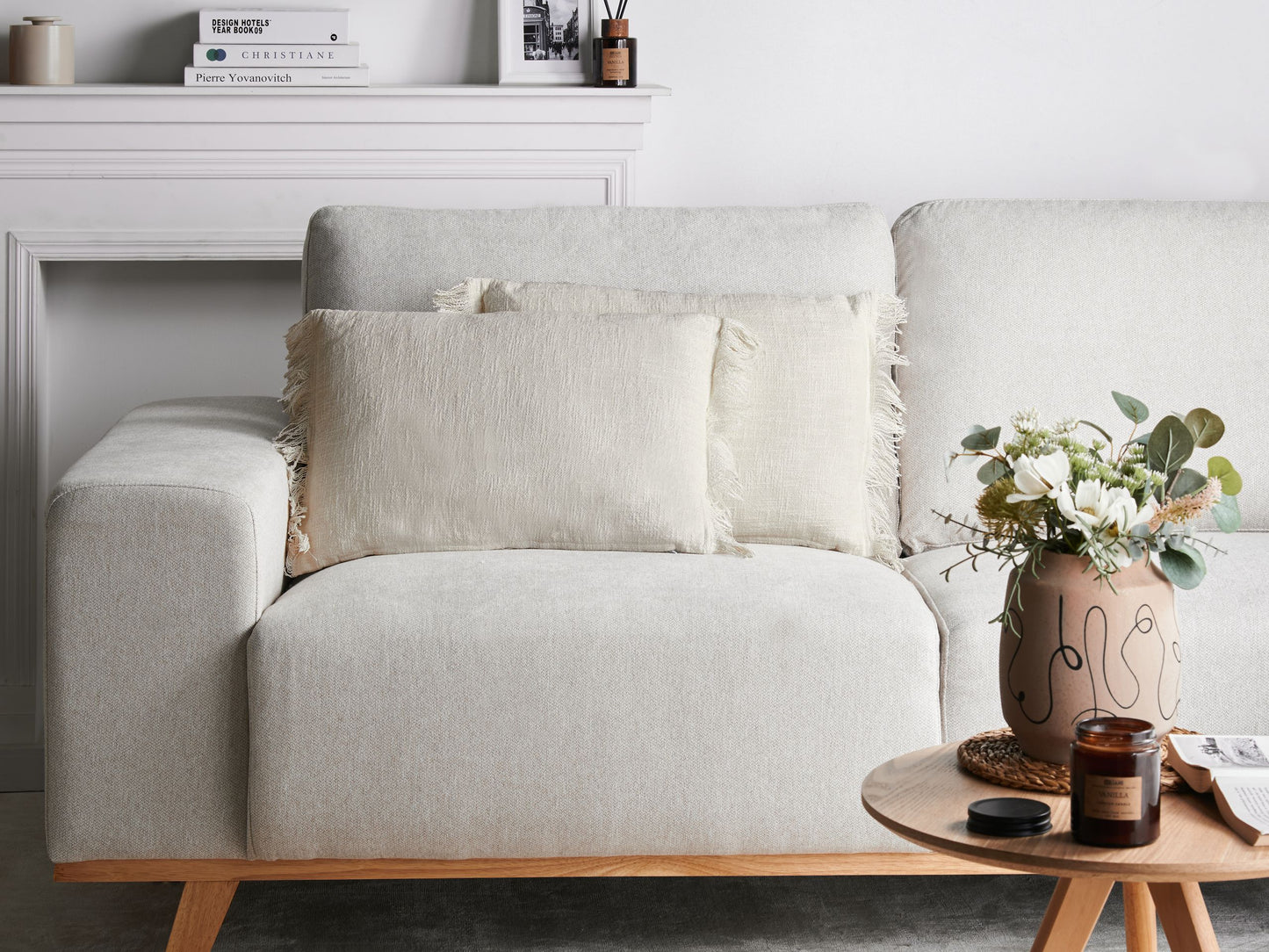 Dekokissen 2er Set MABA Baumwolle 50 x 35 cm Cremeweiss Ohne Muster