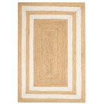 Teppich Jute beige 200 x 300 cm geometrisches Muster Kurzflor GEMEREK