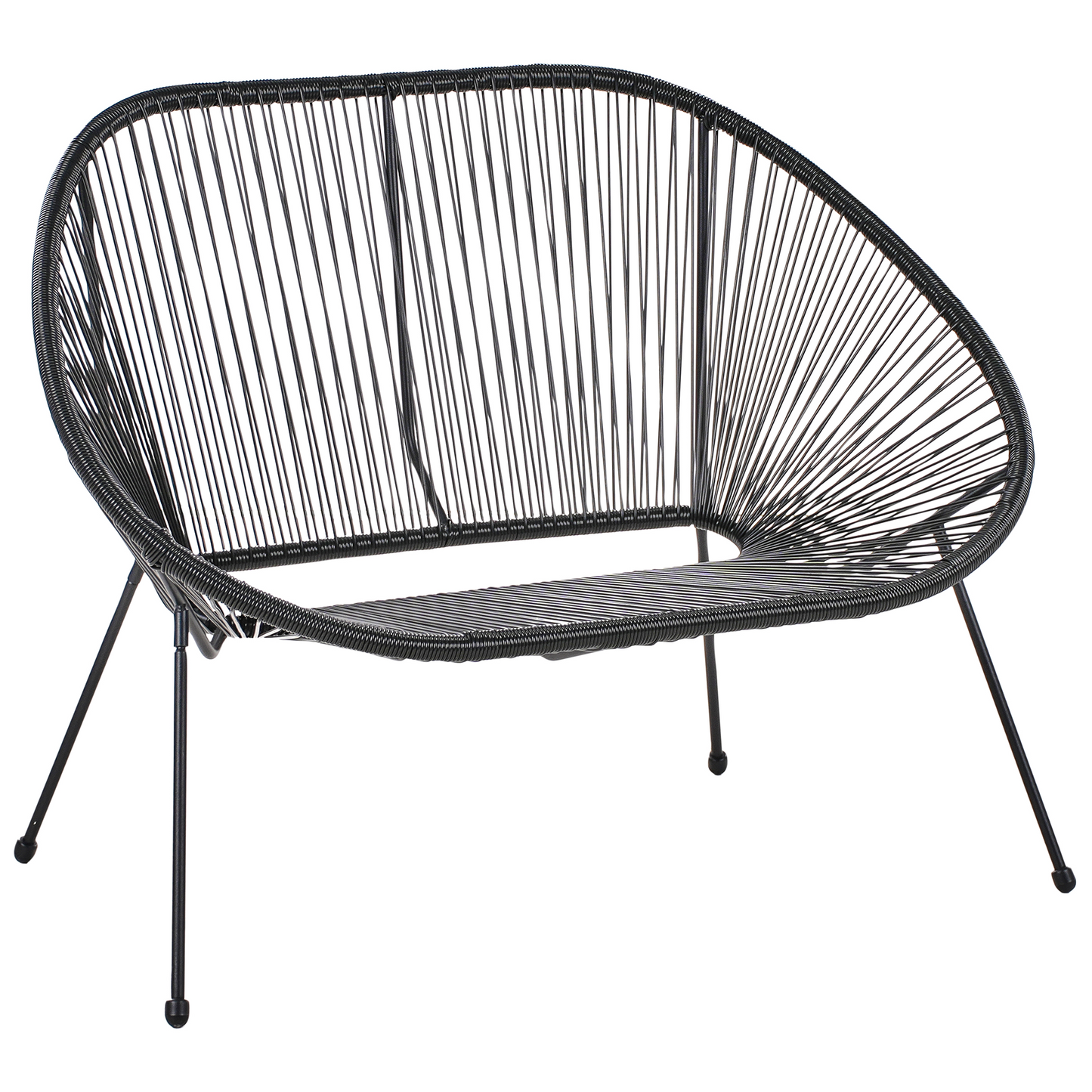 Gartenbank ACAPULCO II 113 cm Polyrattan Schwarz