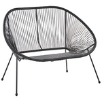Gartenbank ACAPULCO II 113 cm Polyrattan Schwarz