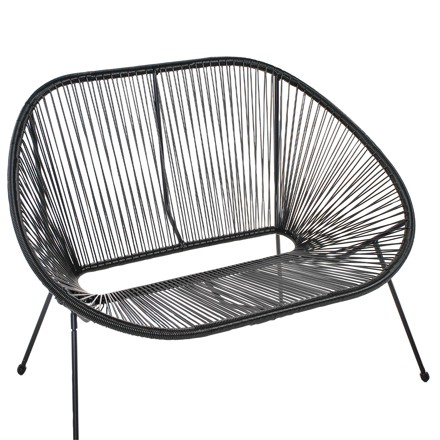 Gartenbank ACAPULCO II 113 cm Polyrattan Schwarz