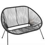 Gartenbank ACAPULCO II 113 cm Polyrattan Schwarz