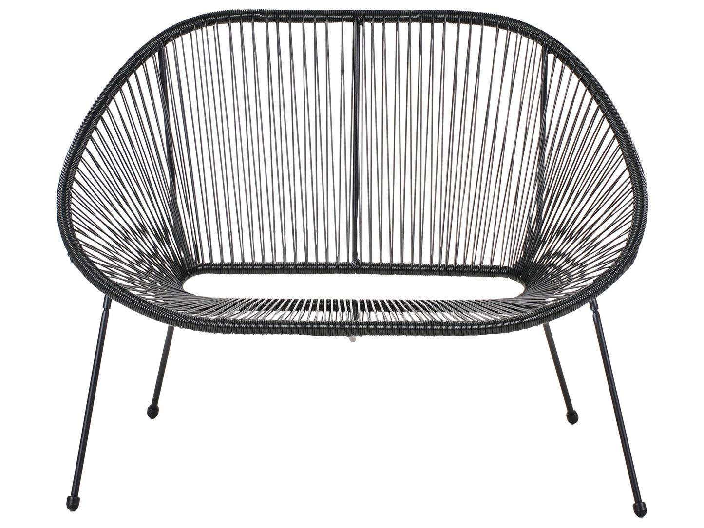 Gartenbank ACAPULCO II 113 cm Polyrattan Schwarz