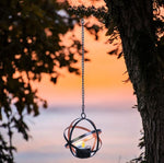 LED Solar Hängeleuchte in Schwarz mit Teelicht Metall D10cm Total Länge 39cm