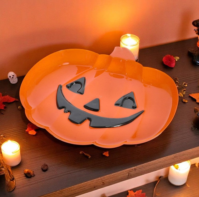 Teller Halloween Kürbis 30x27cm aus PP Sticker