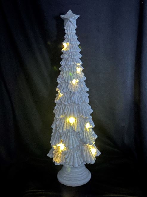 LED Tannenbaum weiss aus Magnesia mit 8 LED H78cm