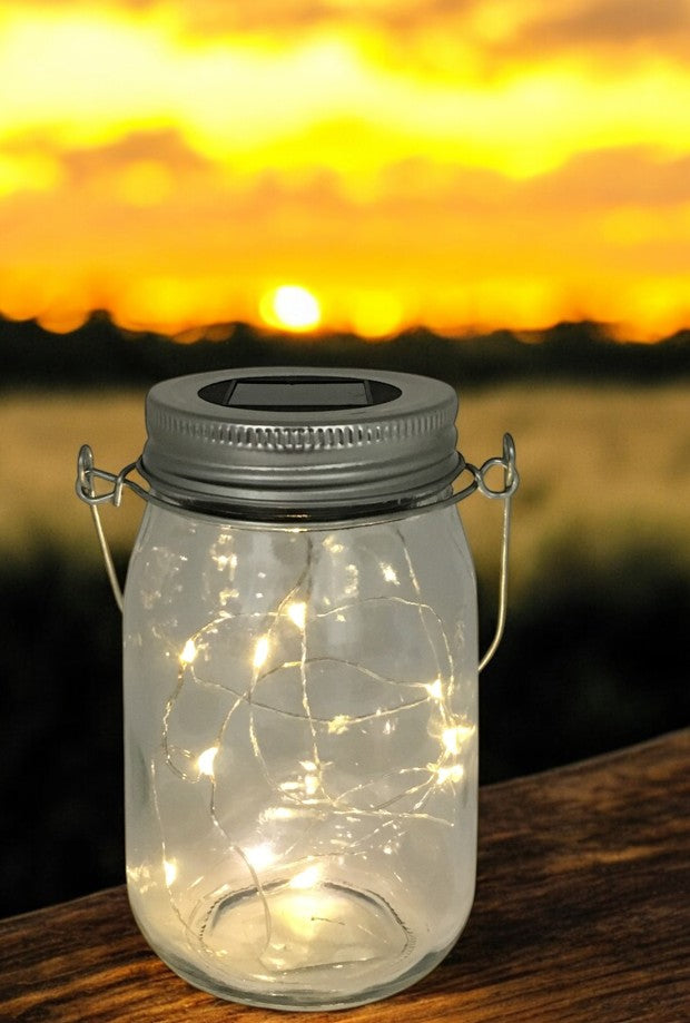 LED Solar Windlicht Klar 
mit Microlight 10LED
Grösse: D:8cm H:14cm