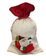Jutesack mit rotem Zugband Santa im Schlitten Grösse: B:25cm H:35cm