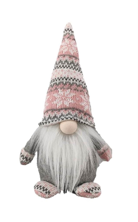 Deko Wichtel Santa Farbe: Rosa/Grau L:15cm B:21cm H:45cm