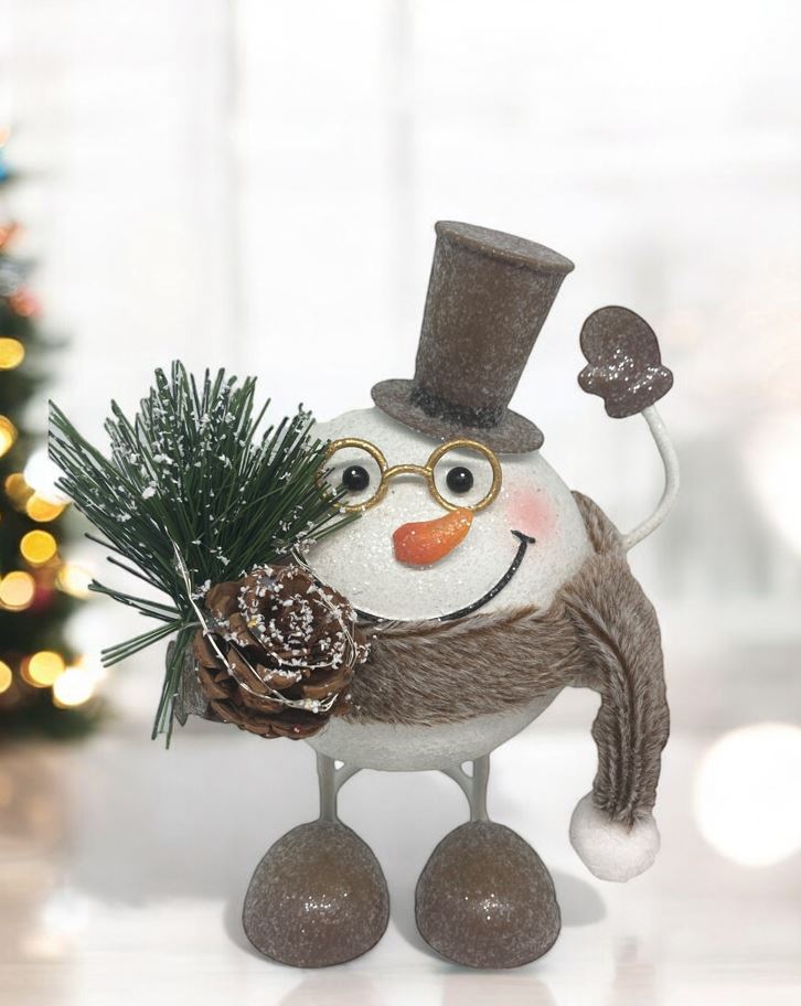 Deko Figur Schneemann 
aus Metall 
L11cm x B14cm x H18cm