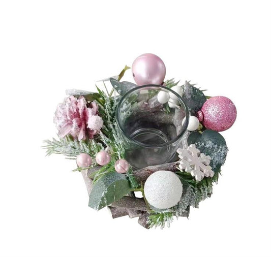 Kerzenhalter Xmas aus Holz
mit Dekorationselementen
für eine Kerze oder Teelicht