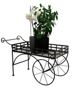 Pflanzenständer Wagenform aus Metall 
Farbe: Anthrazit
L:99cm B:43cm H:58cm