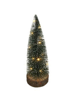LED Tannenbaum Grün auf Holzsockel H:28cm D: 11cm Mit 10 Tautropfen LED